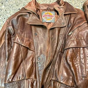 1990’s leather bomber jacket, men’s size 38, women’s medium. Great condition.